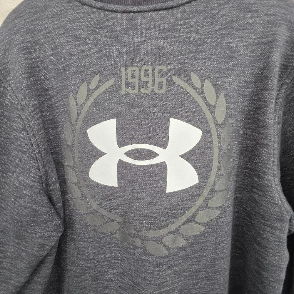 Under Armour Mens M Essential Fleece Heritage Crew Sweatshirt Grey Black 1996 UA